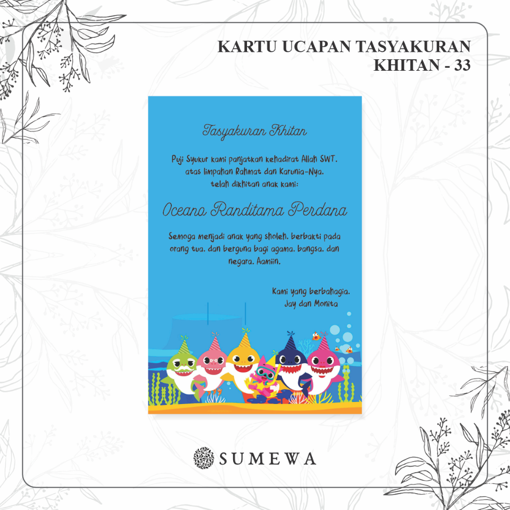 Kartu Ucapan Tasyakuran Khitanan / Kartu Syukuran Khitan / Kartu Ucapan Khitan / Kartu Bingkisan Tas