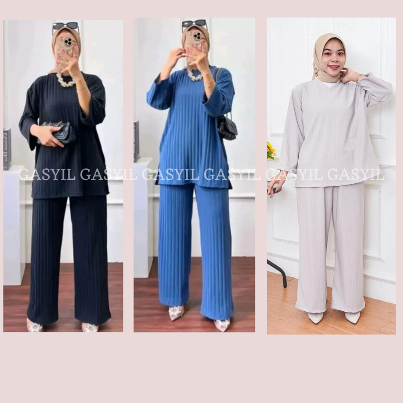GASYIL Setelan Knit Sania Premium / One set baju kekinian / Style wanita / Setelan Knit wanita terba