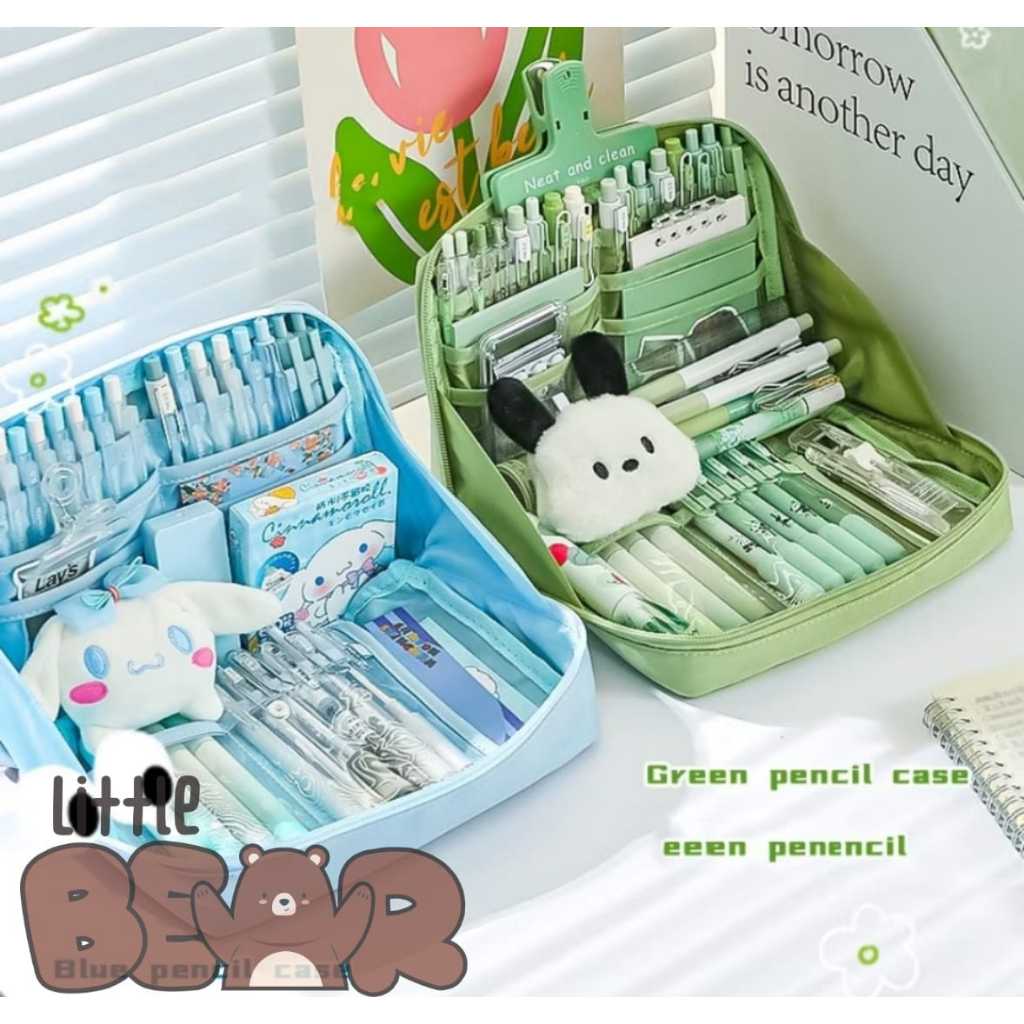 

SUPER LARGE CAPACITY PENCIL CASE KAWAII CANVAS POUCH ORGANIZER 8 LAYER / KOTAK PENSIL 12 LAYER