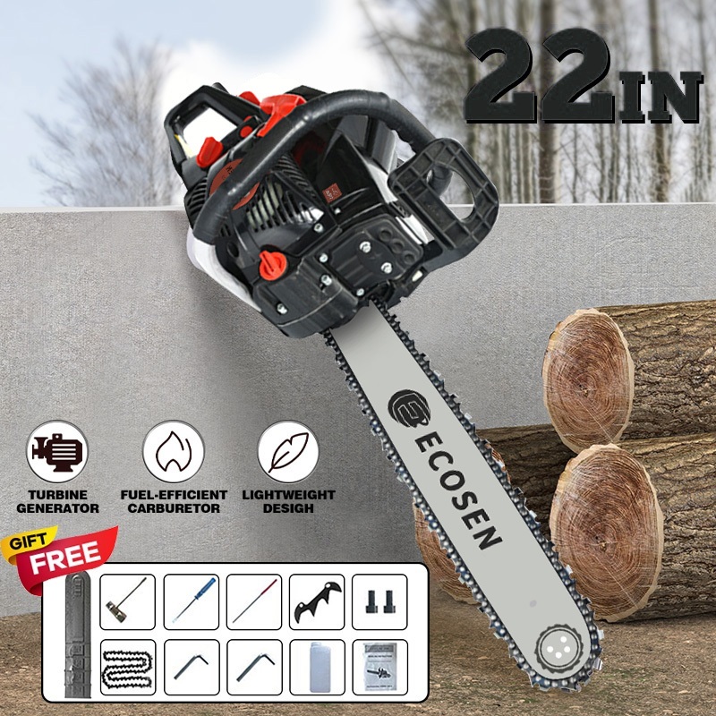 Ecosen 22 INCH Chain Saw Teknologi Jerman Professional Tebang Senso Alat Pemotong Kayu/Chainsaw mini