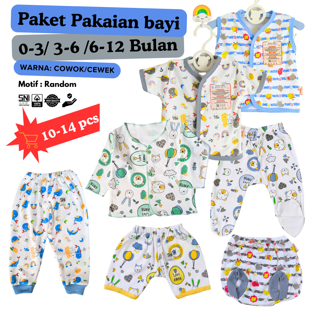 Bundling Pakaian Bayi Newborn sampai 12 Bulan 10 - 14 pcs Atasan Baju Pendek Panjang Tanpa Lengan da