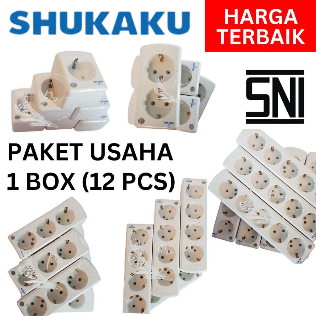 PAKET USAHA - Stop Kontak Arde SHUKAKU 1,2,3,4,5 Lubang / Terminal Kuningan / Colokan Listrik 10A-16