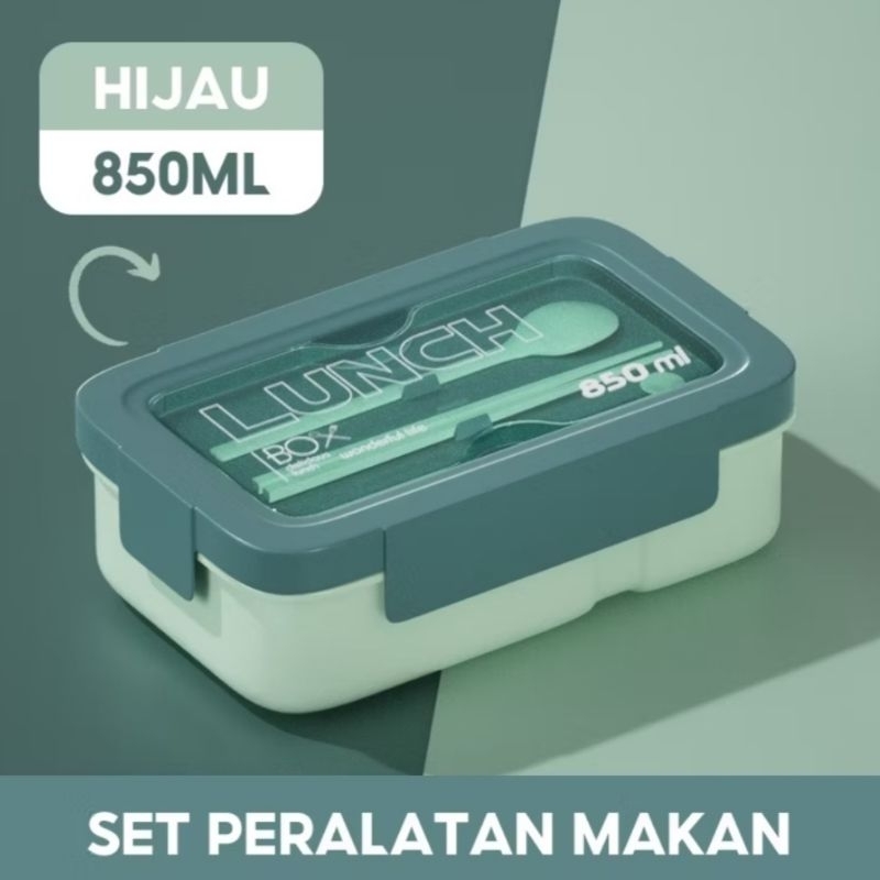 KKV Rectangle Lunch Box - Kotak Makan - Green 850ml - FOOD Container - Container