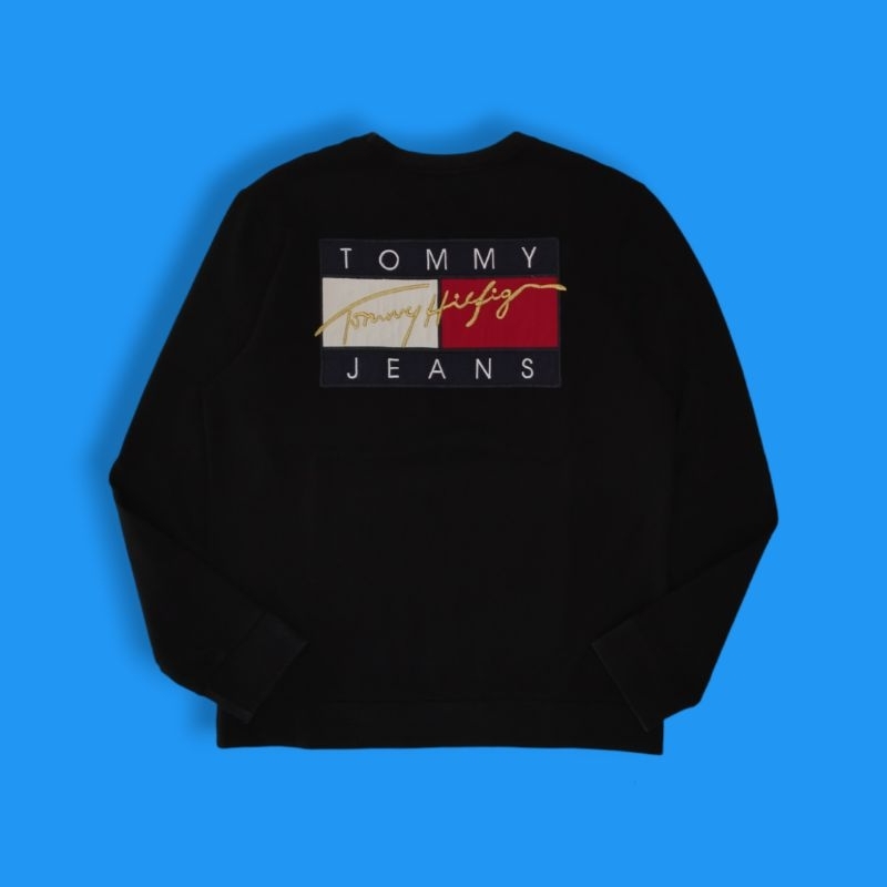 Rare Item Crewneck Tommy Hilfiger Jeans Signature Gold Big Logo | Tommy Big Logo | Tommy Big Flag | 