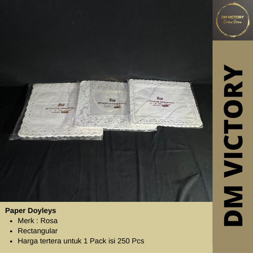 Paper Doilies Rectangular ROSA isi 250 lembar / Kertas Alas Kue Persegi Panjang / Doyleys Kue