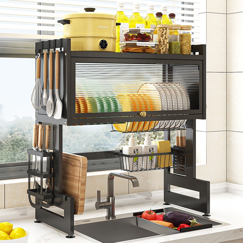 E.Baystore - Rak Piring Gantung Stainless Steel 65-105Cm Rak Cuci Piring Wastafel Anti Karat