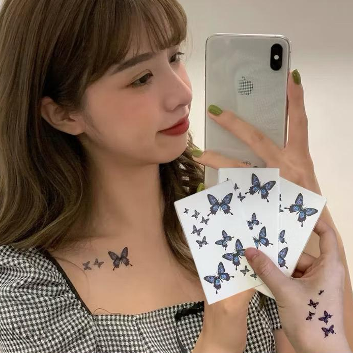 

Sticker butterfly mini sticker wajah butterfly Set 3D Tato Kupu kupu berwarna/Tatto Temporer Butterfly/tato tahan air/15 hari tato temporer anti air/Tatto Kupu Kupu Aesthetic/tato