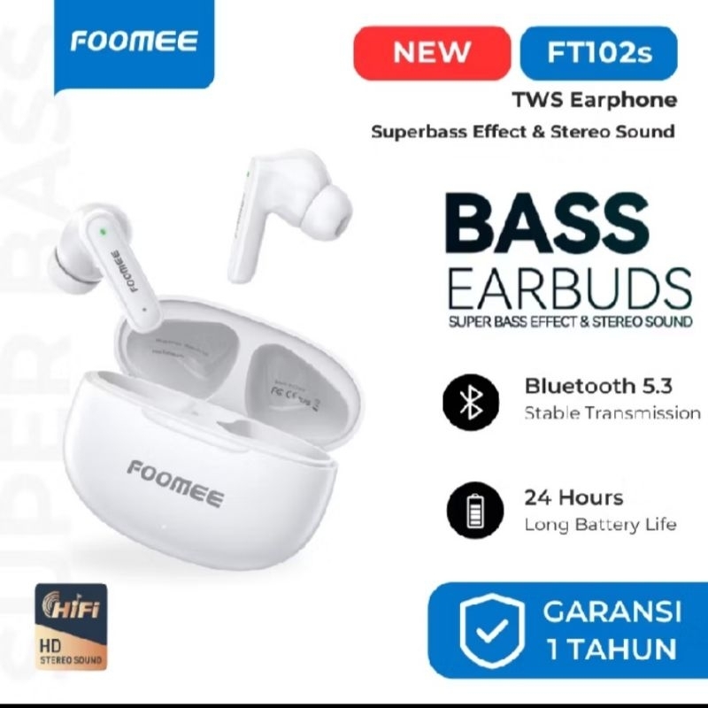 Foomee FT102s / Foomee FT108 Tws Headset Earphone Wireless Bluetooth Ft102 / Ft108