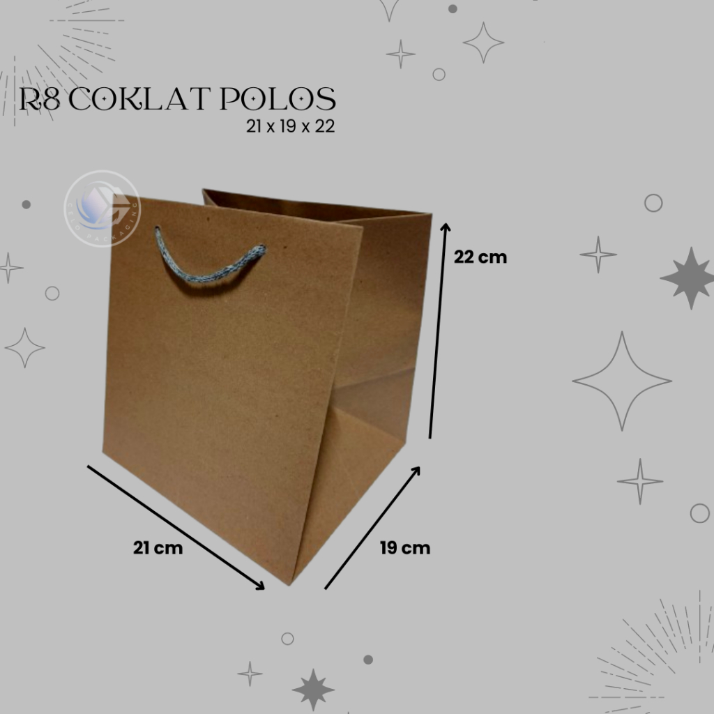 

PAPERBAG R8 COKLAT POLOS (size 21x19x22) PAPERBAG HAJATAN PAPERBAG SOVENIR