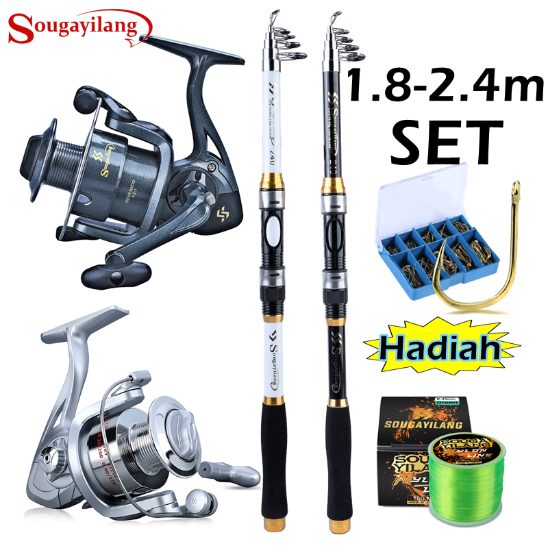 Sougayilang: Set Joran Pancing Teleskopik Lengkap 1.8-3.3m – Siap Mancing!
