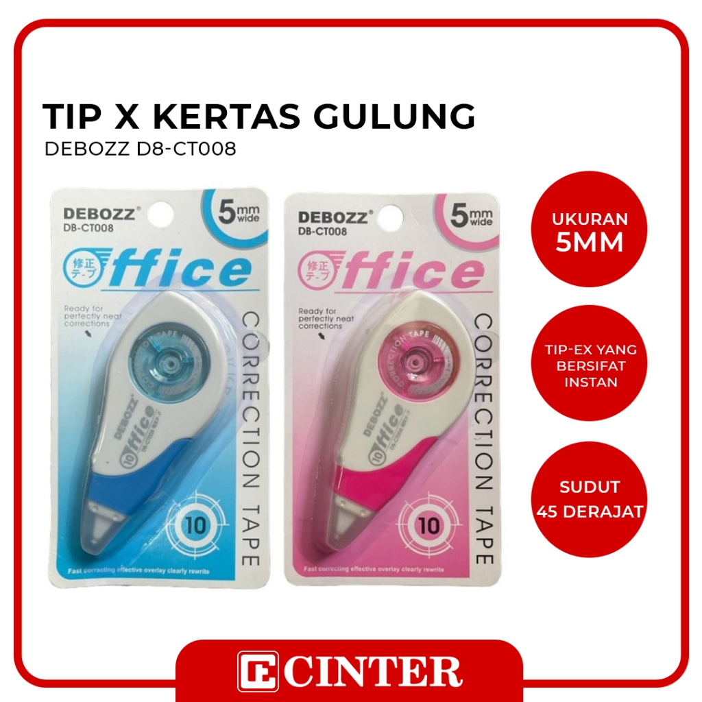 

DEBOZZ - CORRECTION TAPE / PITA KOREKSI / TIP X KERTAS GULUNG DB-CT008 10MX5MM