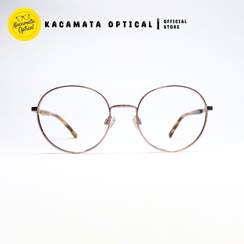 KACAMATA OPTICAL - Frame KMO10131 Bulat Pink Motif Besi Plastik