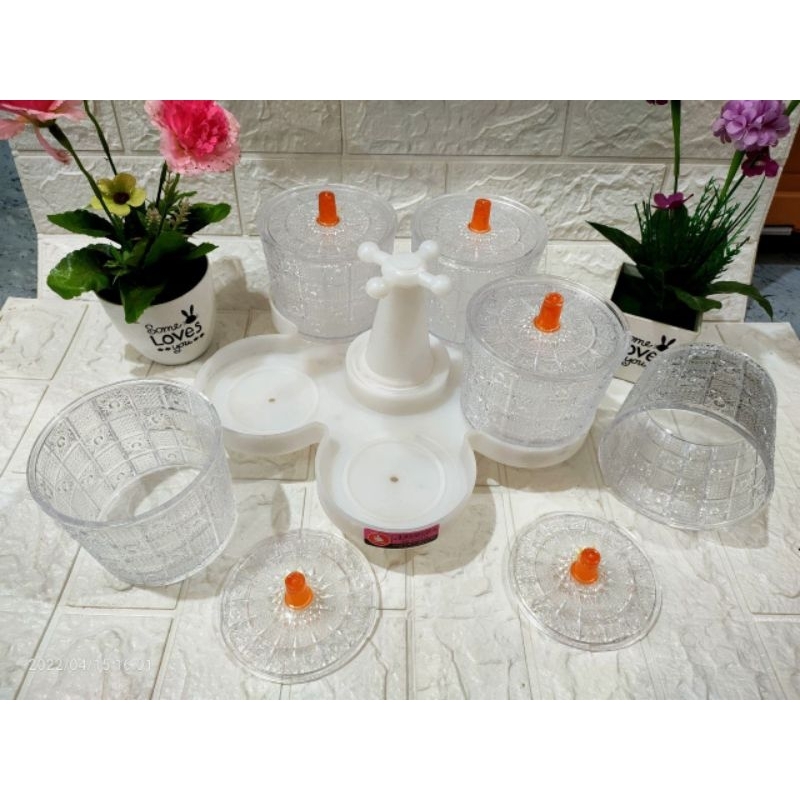 Toples Acrylic Tebal Model Putar/ Toples Lebaran Putar/ Toples Set+Nampan