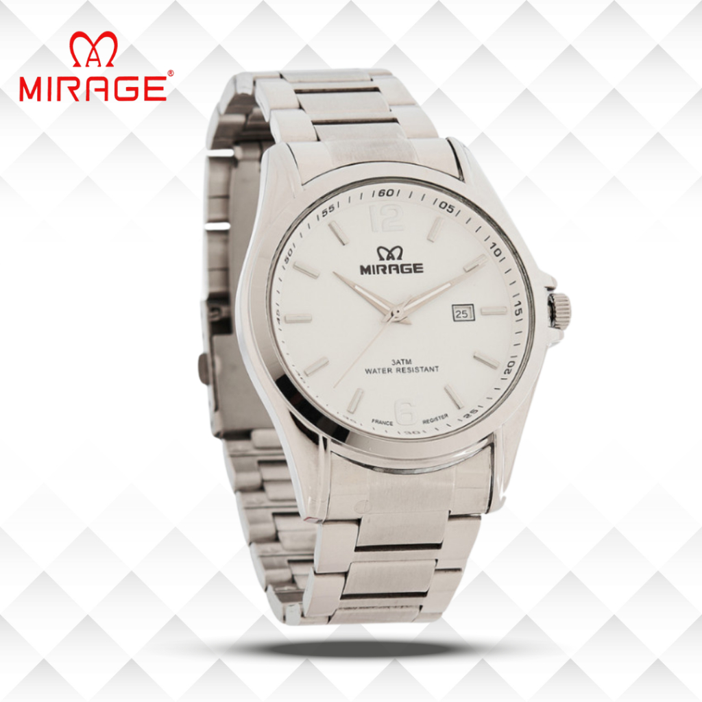 Mirage Jam Tangan Pria Analog 8710 M Silver Original Stainless