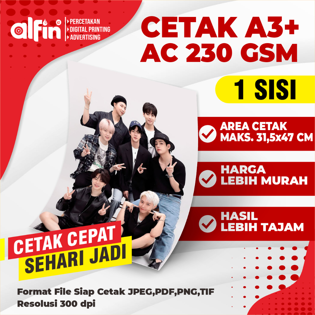 

CETAK A3+ ART CARTON 230 GSM [ 1 SISI ] MURAH / POSTER / COVER BUKU / PRINT A3+ ART CARTON 230 GSM