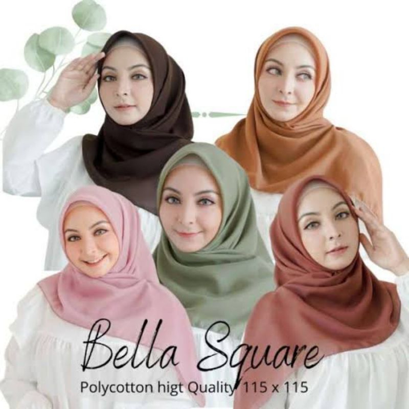 Hijab Segi Empat Bella Square Pollycotton Premium Kerudung Bella Square Anti Letoy Nyaman Grosir
