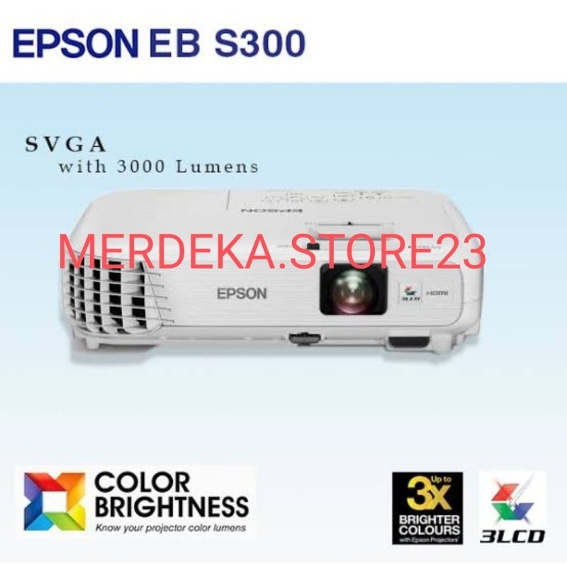 PROYEKTOR EPSON EB-S300 / EPSON EB S300 / EPSON EBS300 / 3LCD PROJECTOR 3000 ANSI LUMENS HDMI BRIGHT