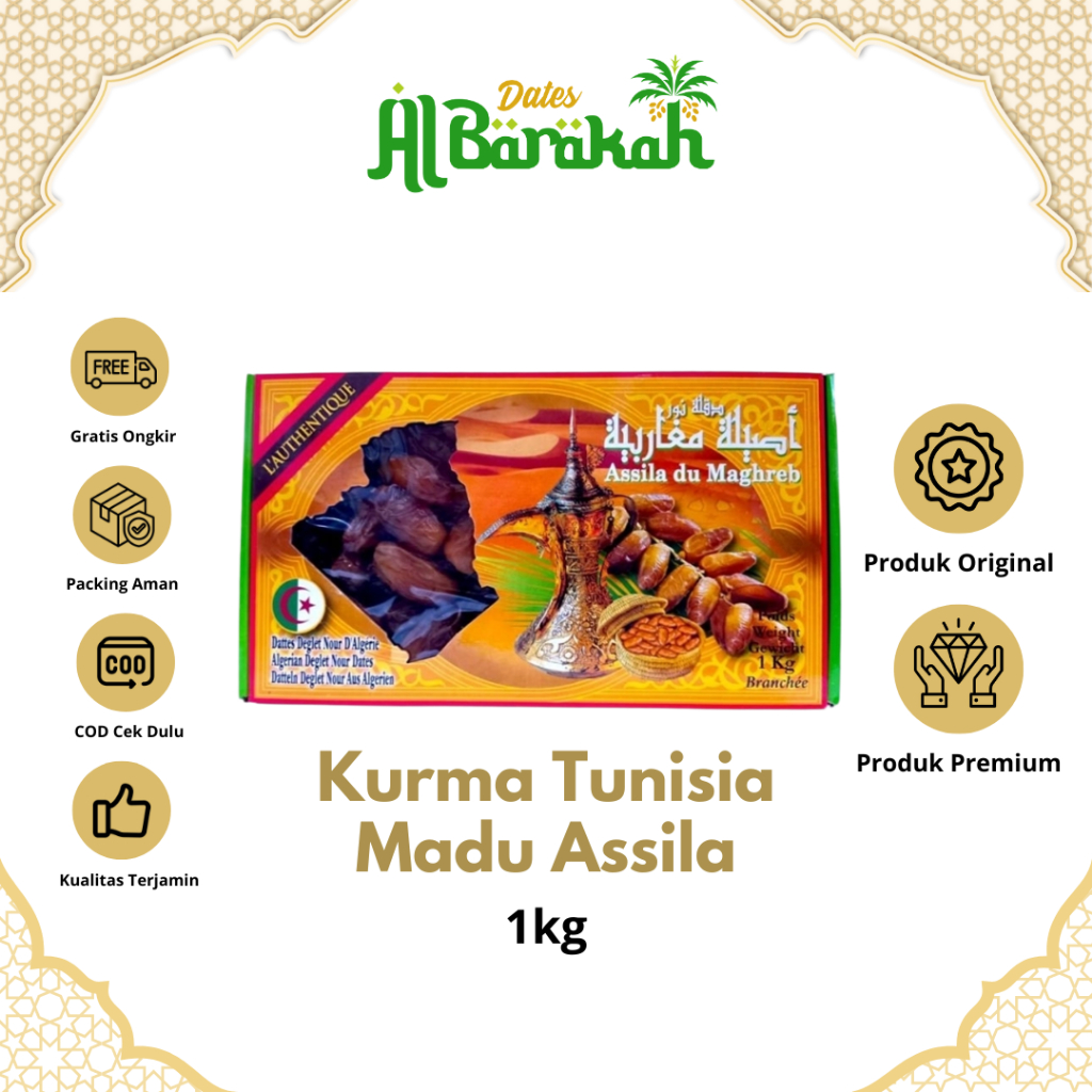 

Kurma Tunisia Madu Assila Deglet Noor 1kg Kualitas Premium Kemasan Box Oleh-oleh Haji dan Umroh