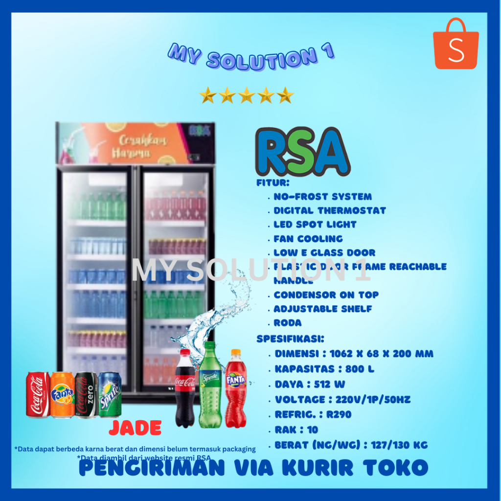 RSA Showcase Double Door JADE - 800 Liter