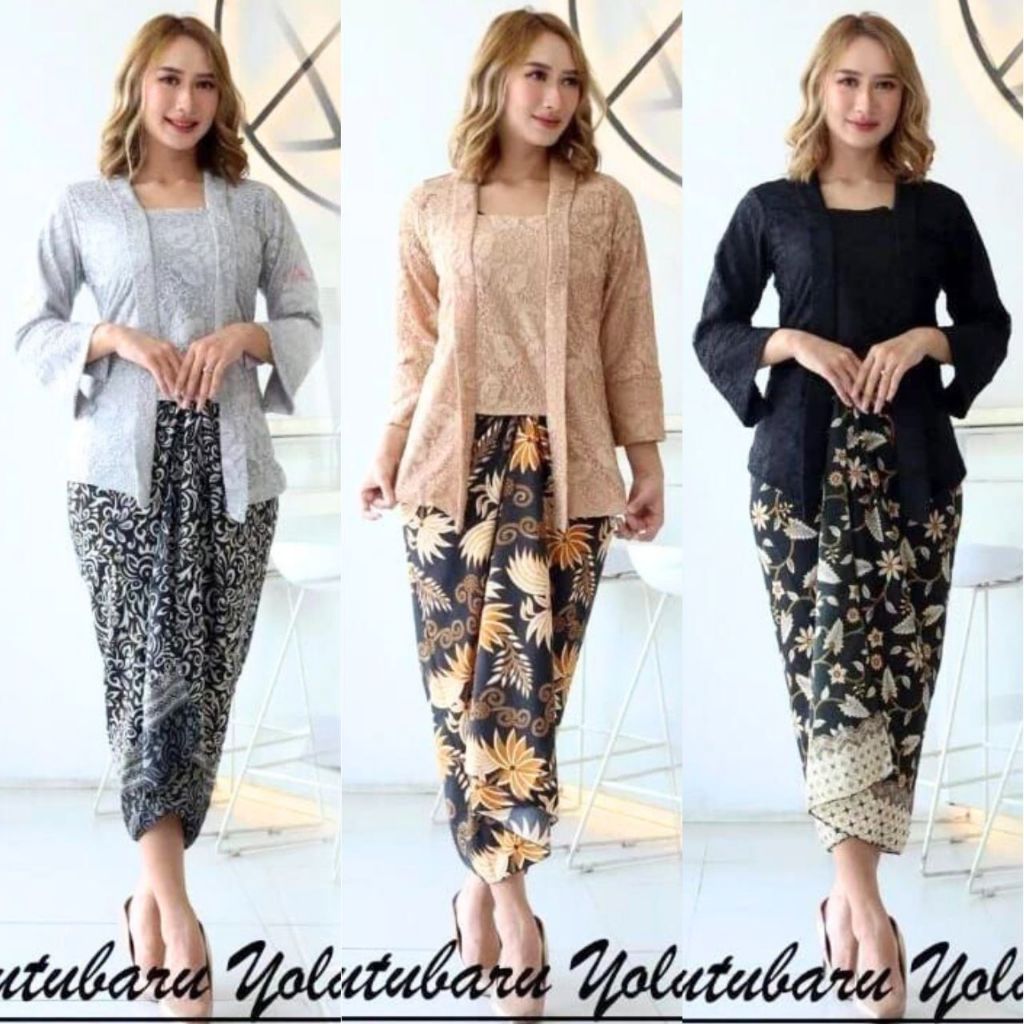 Kebaya Kutubaru Brukat/Setelan Kebaya Modern Bahan Brokat /kebaya brukat full furing/kebaya kekinian
