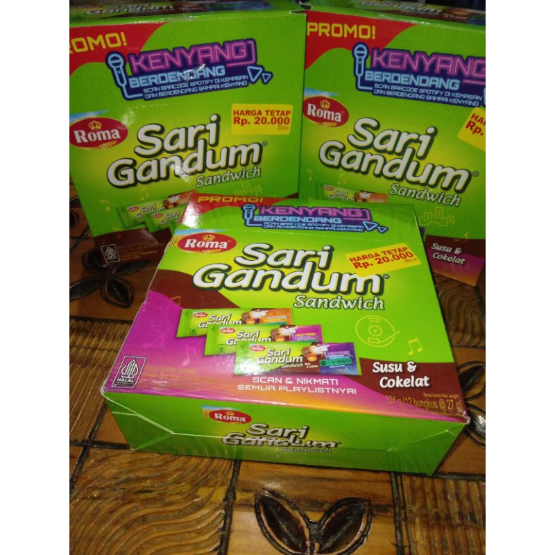 

Roma Sari Gandum Sandwich Coklat Box isi 12Pcs