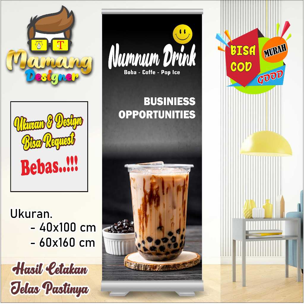 Spanduk Banner Custom Jualan Minuman Boba Viral bb