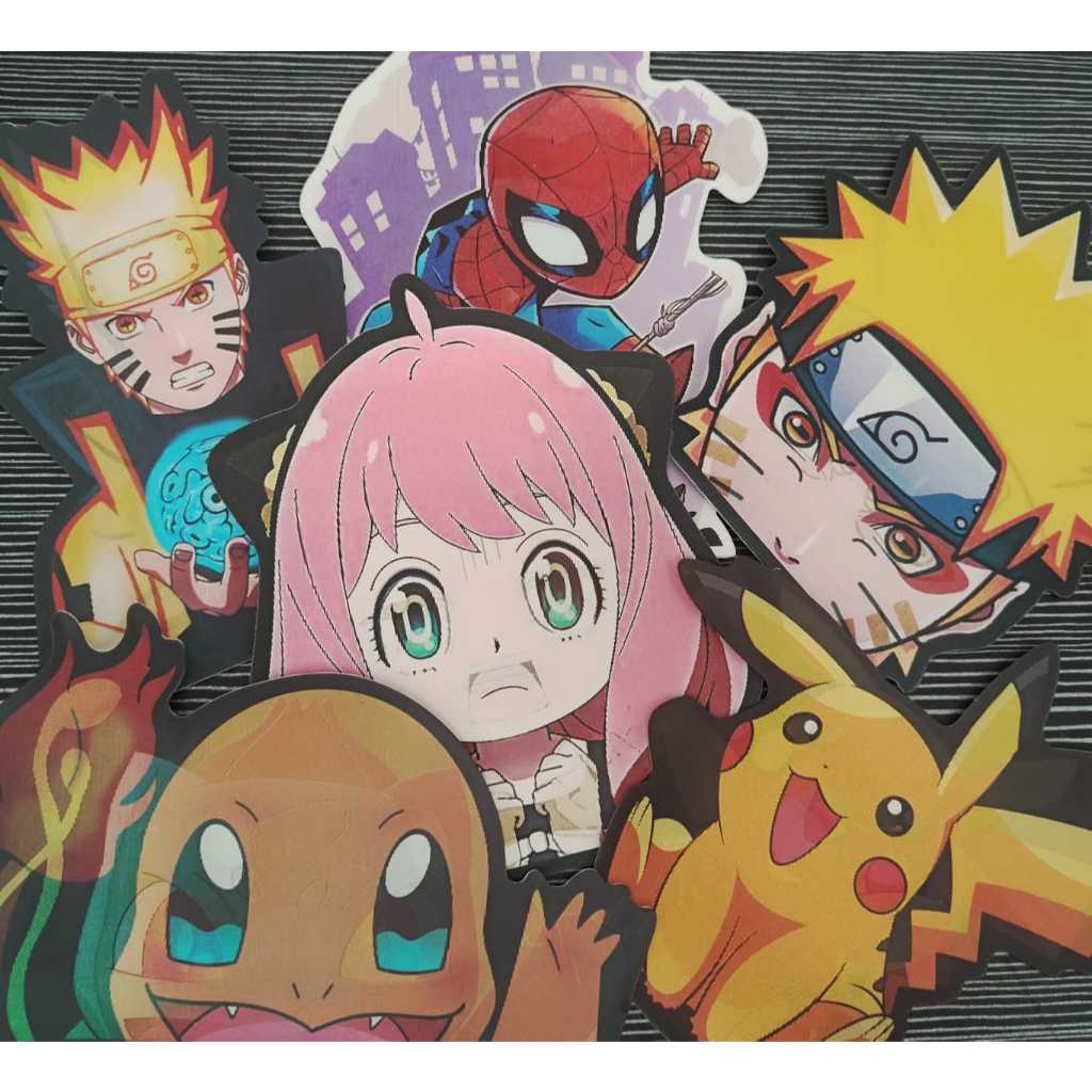 Stiker Mobil Motor Anime 4D 3D hologram Pokemon Naruto Spy Family Spiderman