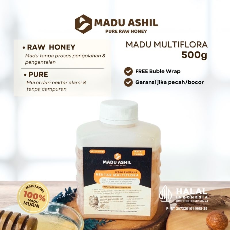 

ASHIL 500gr Madu Murni Nektar Multiflora Asli 100% Tanpa Campuran Natural Raw Honey