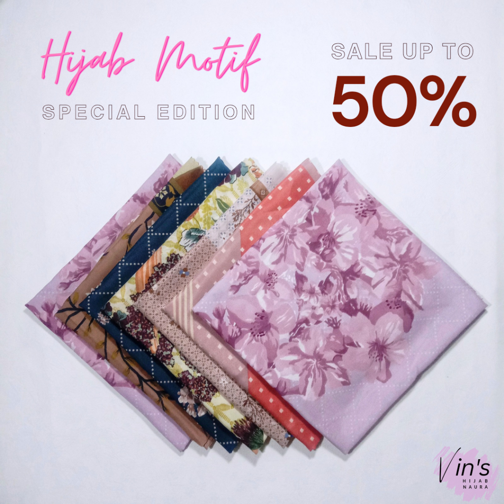 Hijab Voal Segi Empat Motif Premium Lasercut / Hijab Naura Series