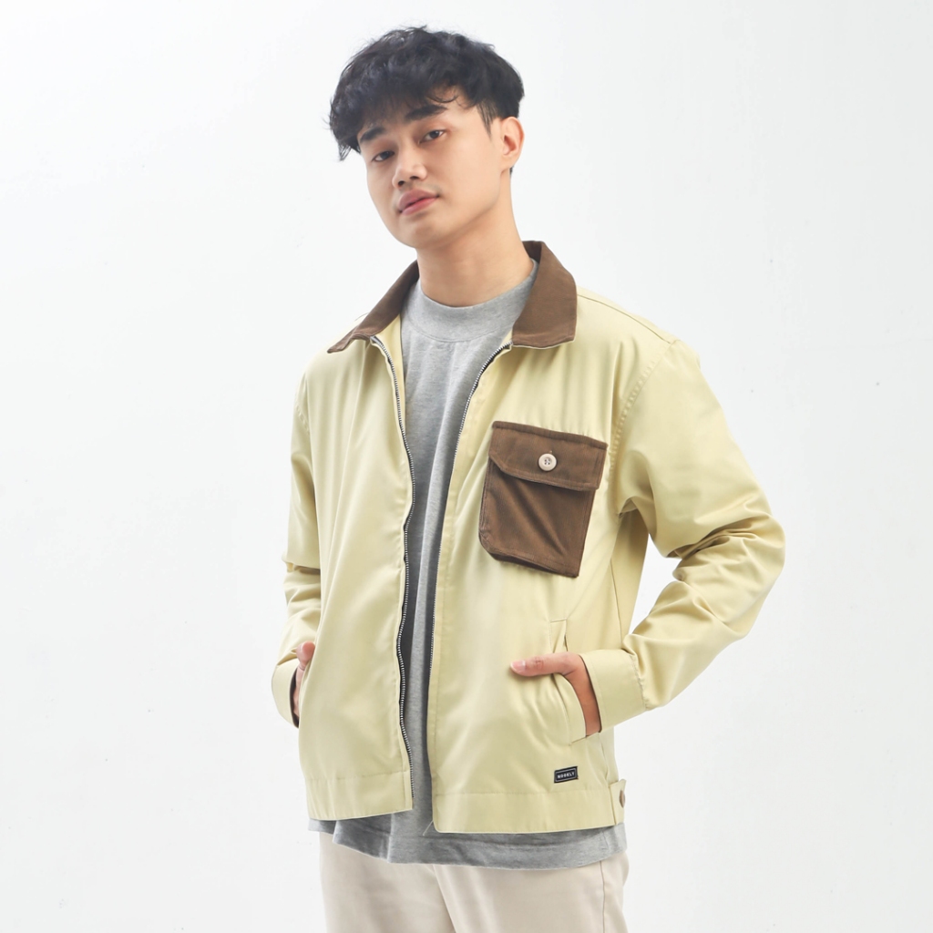 Nookly Work Jacket Morgan 2.0 Cream Chore Jaket Pria
