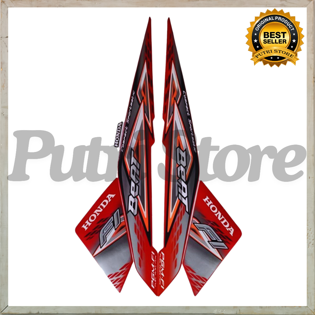 Striping Sticker Honda Beat fi 2014 Full merah list body motor beat 2014