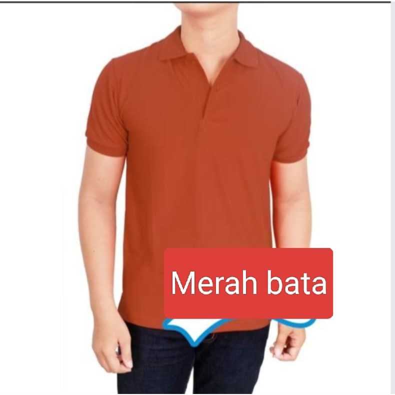 Kaos kerah FO POLOS lengan pendek warna MERAH BATA / Kaos Kerah Lengan Pendek warna BATA