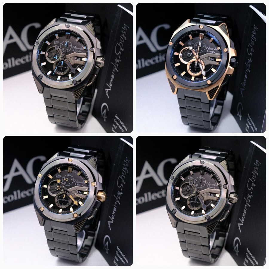JAM TANGAN PRIA ALEXANDRE CHRISTIE AC 6624 AC6624 BLACK CHRONOGRAPH ORIGINAL
