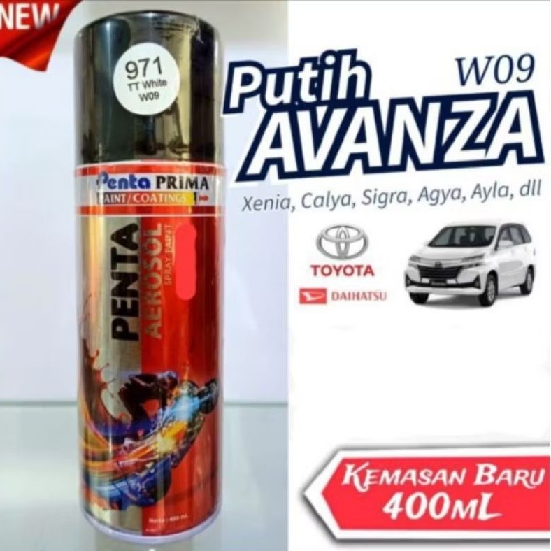 Cat Pilok Penta Aerosol 971 TT White W09 400ml Putih Solid Avanza Glossy Gloss Mengkilap Pilox Pylox