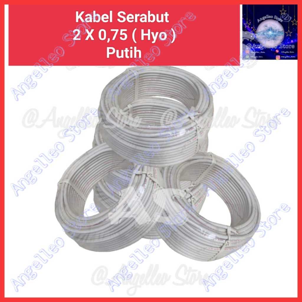 Kabel Listrik 2 X 0,75~Kabel Serabut 2 x 0,75~Kabel HYO 2 x 0,75 Putih-Meteran