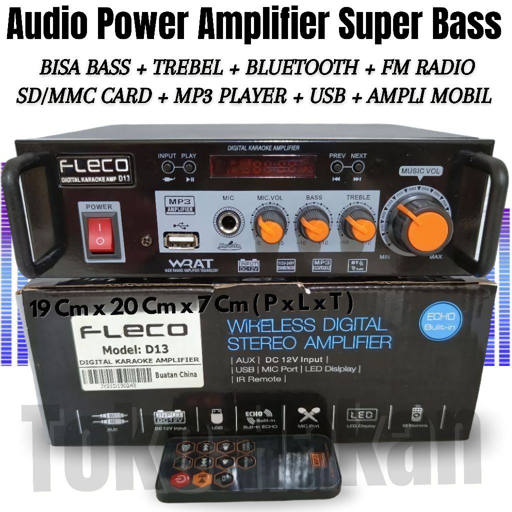 TERMURAH-Sunbuck Audio Fleco D13 - Amplifier Bluetooth USB/SD/FM/MP3- FLECO TERBARU - AUDIO POWER AM