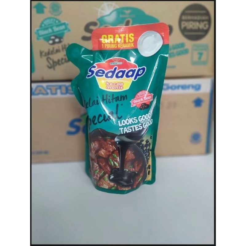 

kecap sedap manis kedelai hitam sepesial pouch 728 ml gratis piring cantik