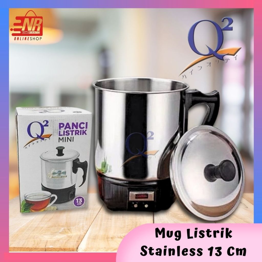 Mug Listrik Q2-8013 - Mug Listrik - Panci Listrik Stainless - Panci Rebus Mie - Panci Mini Rebus - M