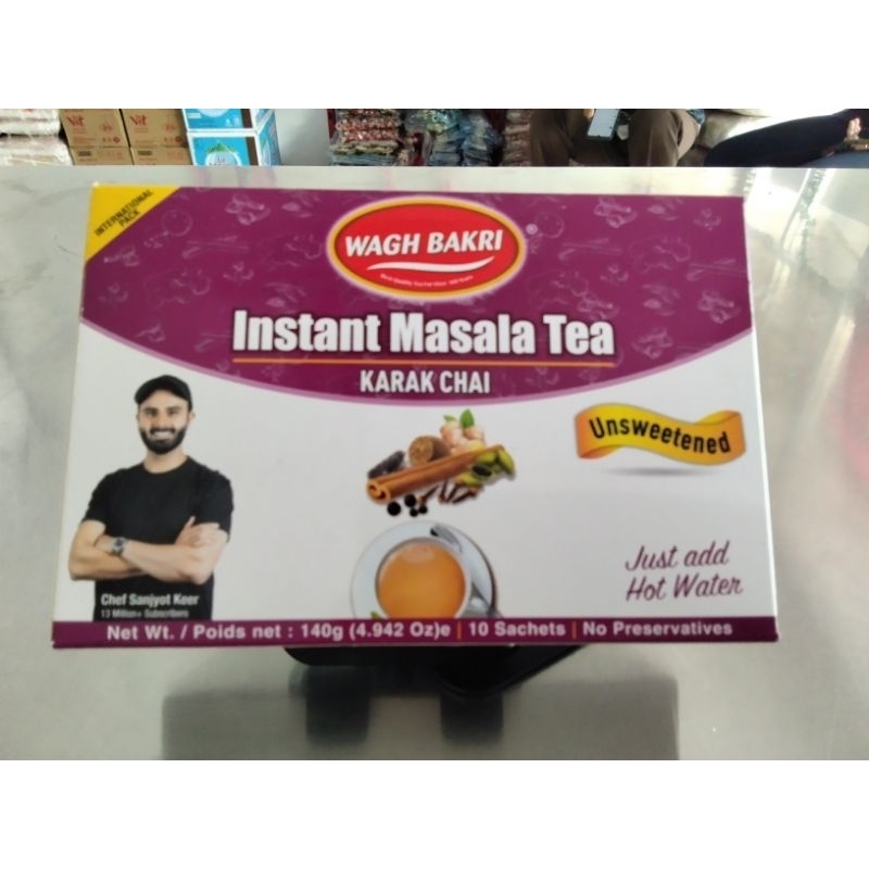 

WAGH BAKRI INSTANT MASALA TEA/ UNSWEETENED/140 GR/ TEH INDIA