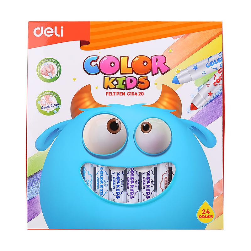 

Felt Pen 24 Water Color Deli C10420 Color Kids Felt Pen Washable 1.0-5.0mm