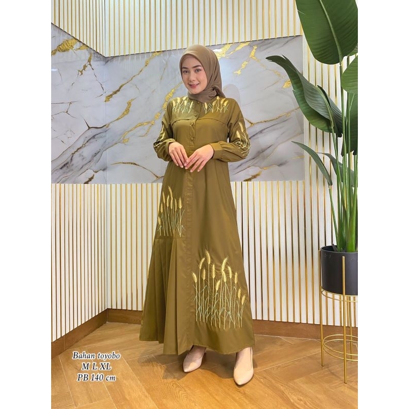 GAMIS BORDIR DM/Gamis bordir toyobo/Gamis bordir terbaru/Gamis bordir populer/Gamis bordir fashion