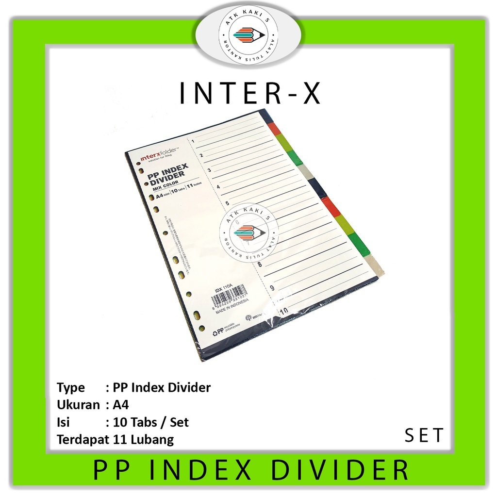 

INTER X FOLDER - Index Divider Mix Color A4 - 10 Tab
