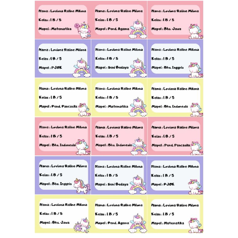 

Stiker Label Nama Sampul Buku Anak isi 18 pcs