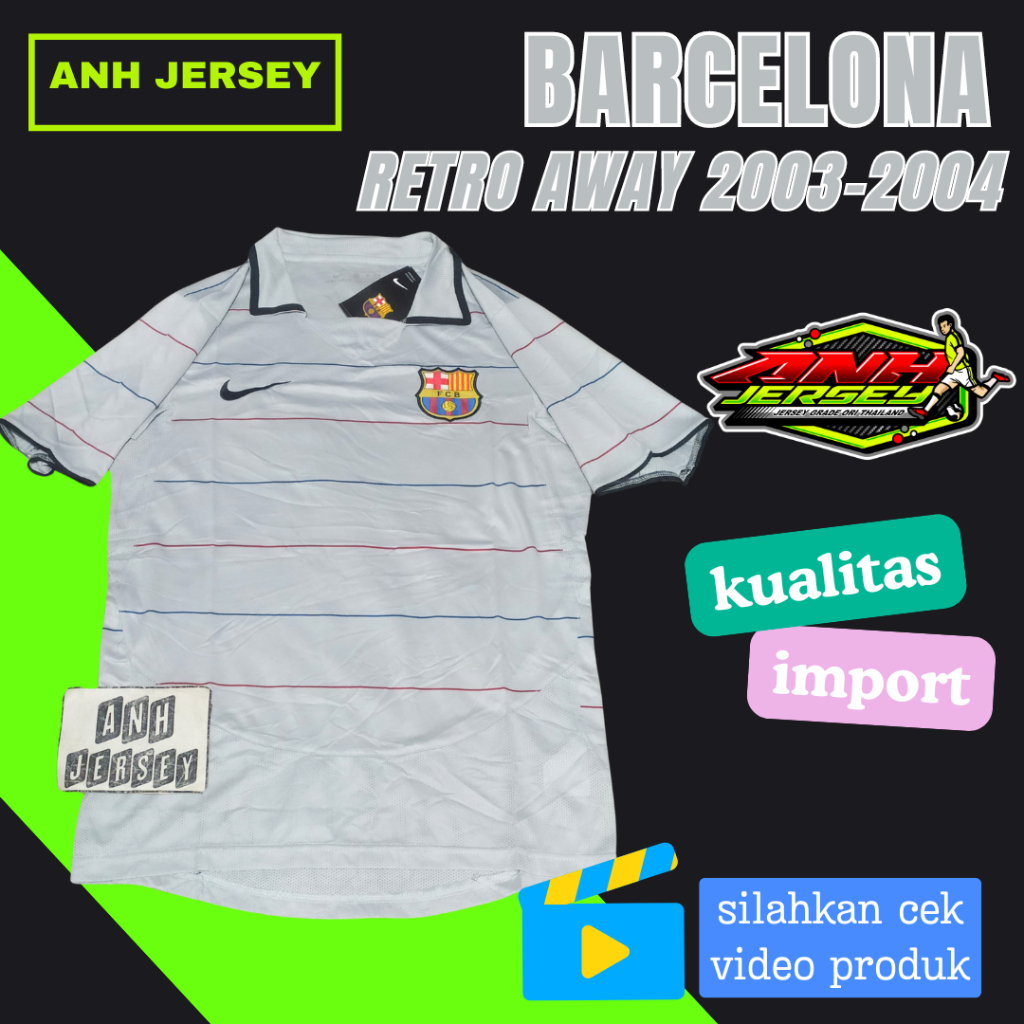 (JERSEY) BAJU BOLA (BARCA) AWAY  RETRO KLASIK 2003-2004/KUALITAS IMPORT