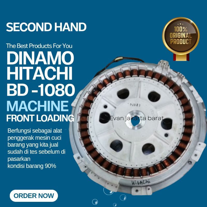 dinamo direct mesin cuci fronloading Hitachi (inverter)Bd-1080 mv
