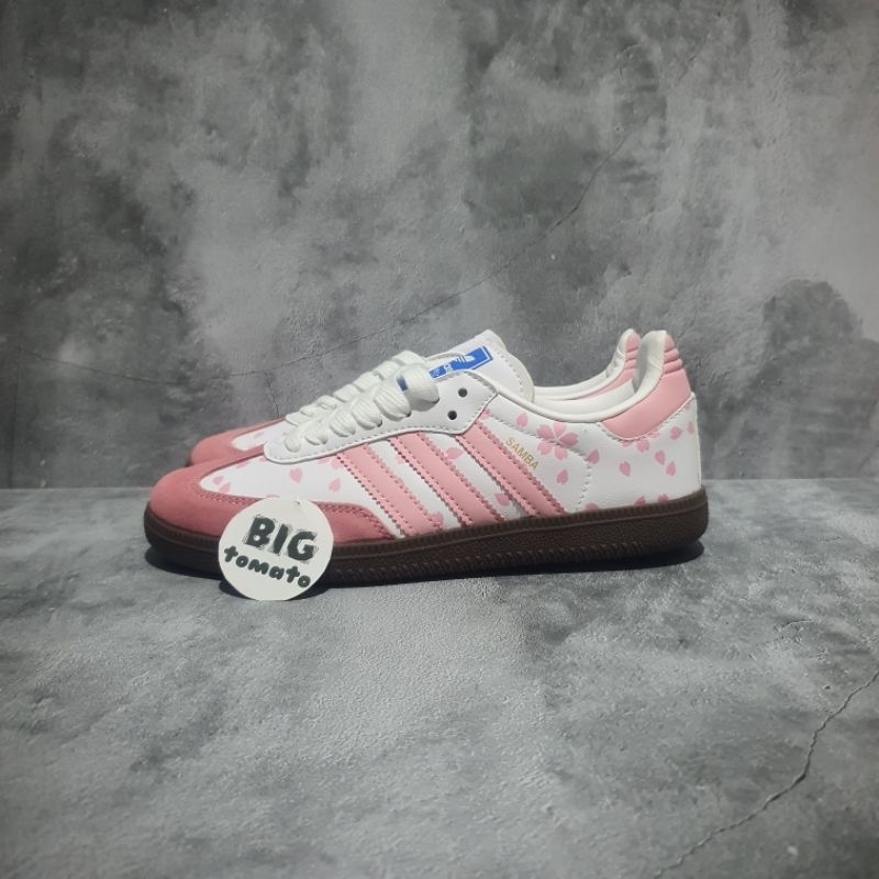 adidas samba white pink flower premium original