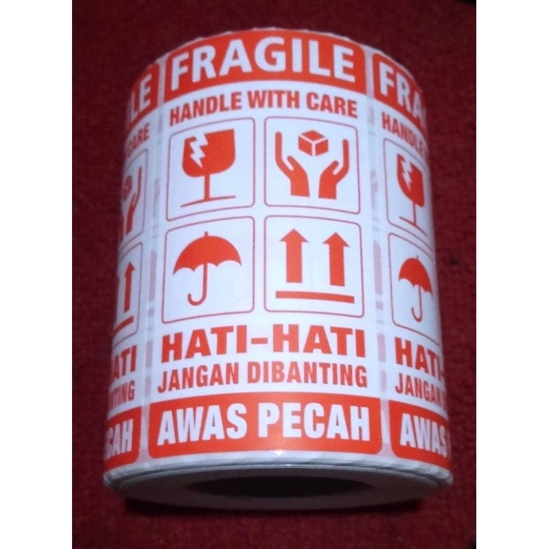 

Stiker Fragile 1 roll/ 500 pcs uk 9,5 x 5 cm