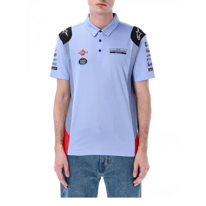 Gresini Racing MotoGP 2024 Team Polo Shirt. Kaos Polo Pria ORIGINAL Alpinestars