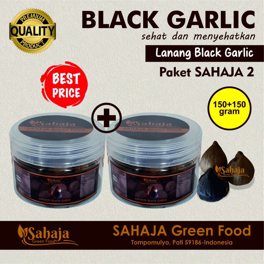 

HiGarlic paket 2x150 gram Bawang Hitam Lanang SahaFood Black Garlic sehat dan menyehatkan