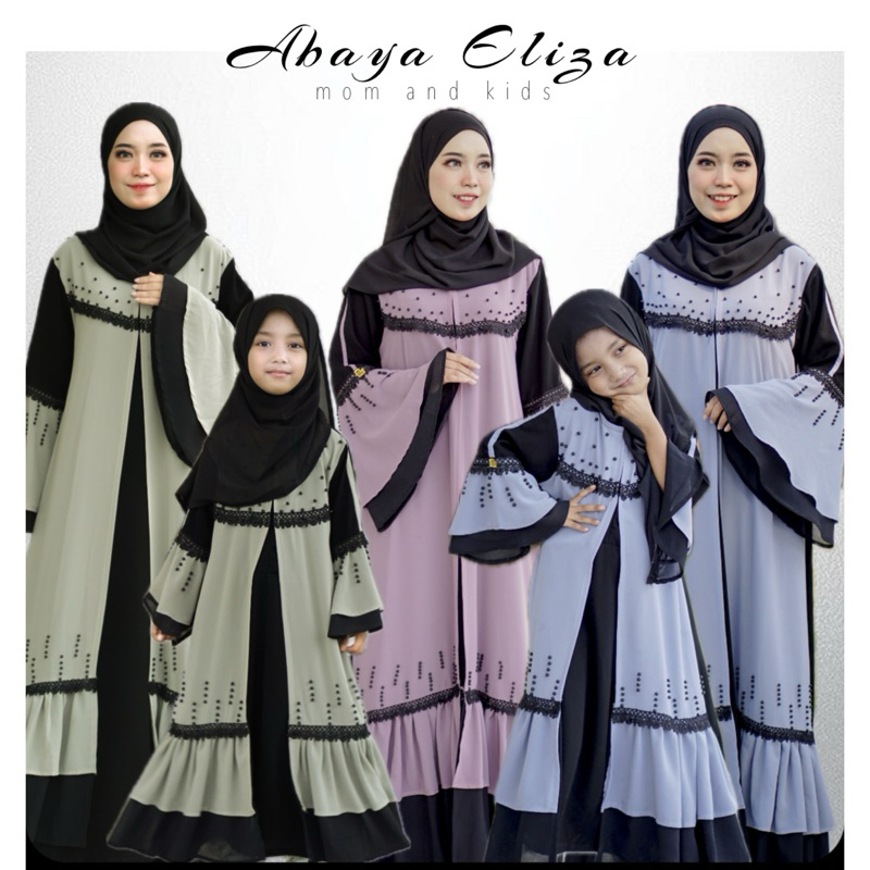Abaya Elisa couple ibu dan anak abaya turky abaya cantik gamis hitam jubah hitam abaya anak abaya co